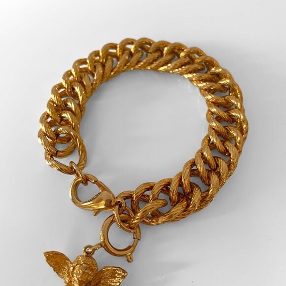 NOT FOR SALE Vintage Gold Chain Link Angel Charm Bracelet - Picture 5 of 5